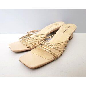 E8 by Miista Nahla Raffia-Strap Heels in Gold Sand Size 41